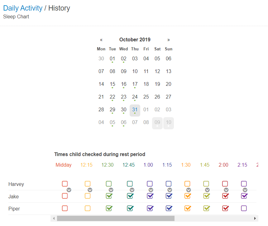 Child Activity Chart